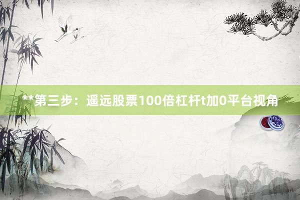 **第三步：遥远股票100倍杠杆t加0平台视角