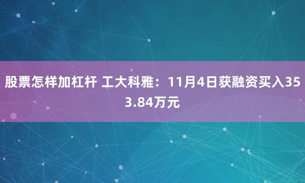 股票怎样加杠杆 工大科雅:11月4日获融资买入353.84万元