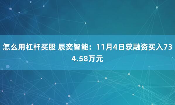 怎么用杠杆买股 辰奕智能:11月4日获融资买入734.58万元