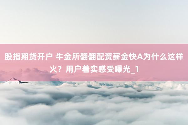 股指期货开户 牛金所翻翻配资薪金快A为什么这样火？用户着实感受曝光_1
